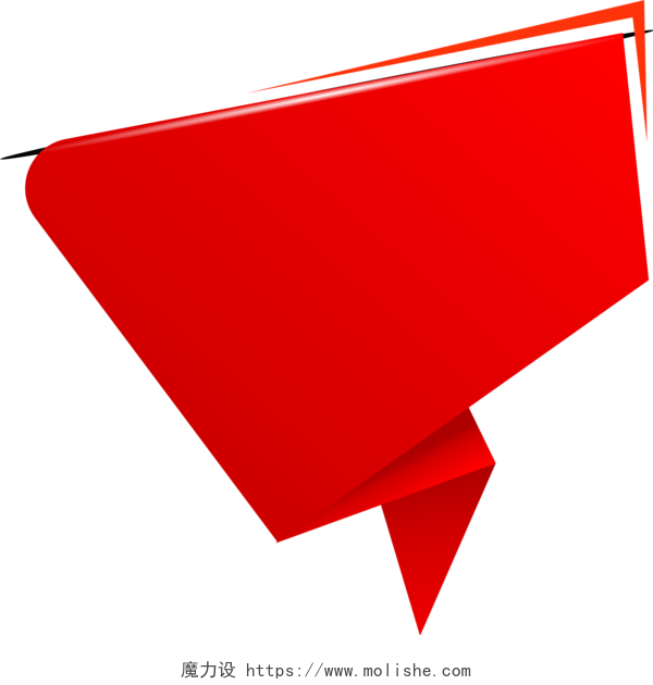 红色创意几何标题框标签